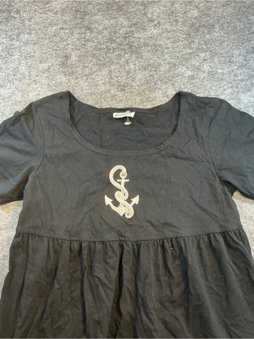 La Blanca Beachwear Mini Black Anchor Coastal Baby Doll Dress Fits M/L - Picture 2 of 5